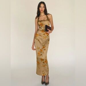 Reformation Ivan Silk Dress Brown - Size 4